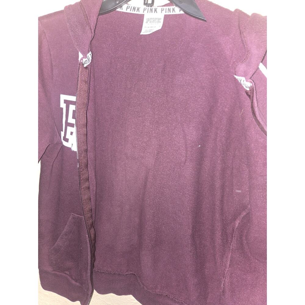 Victoria's Secret Pink Maroon zip-up Hoodie, Size XS - Picture 4 of 6